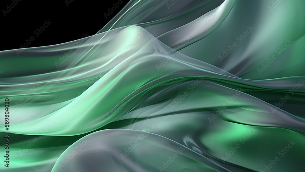 custom made wallpaper toronto digitalGreen abstract background luxury cloth or liquid wave or wavy folds of grunge silk texture satin velvet material or luxurious or elegant wallpaper design, background , generative AI