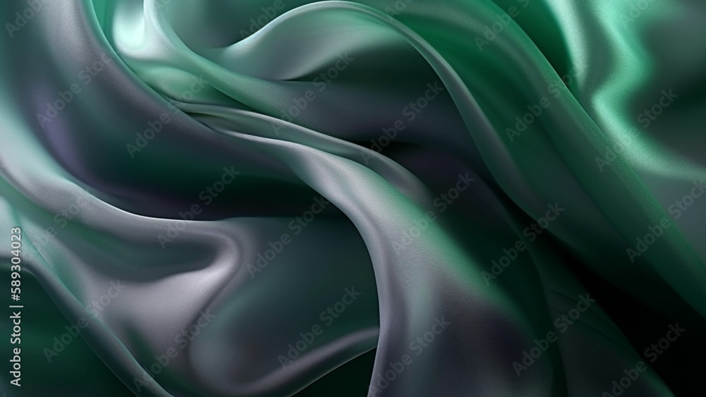Green abstract background luxury cloth or liquid wave or wavy folds of grunge silk texture satin velvet material or luxurious or elegant wallpaper design, background , generative AI Green abstract background luxury cloth or liquid wave or wavy folds of grunge silk texture satin velvet material or luxurious or elegant wallpaper design, background , generative AI