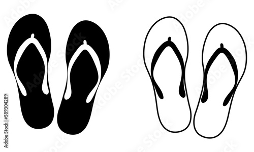 Flip flops signs. Flat and line art style. Vector illustration isolated on white background photo