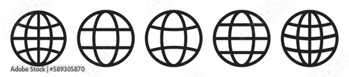 Set of world icon. Globe Symbol, web logo, world wide web, earth, planet. Vector illustration.