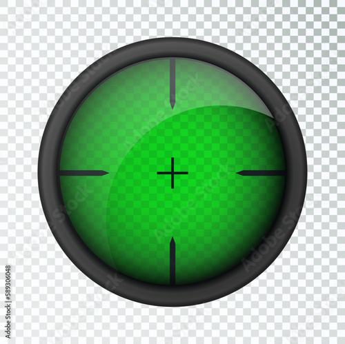 Realistic sniper sight thermal imager. Sniper scope with measurement thermal imager marks template. Sniper scope crosshairs view. Realistic vector optical sight.