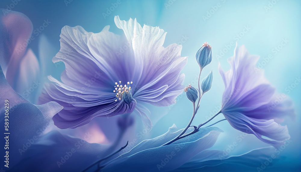 Obraz premium Soft floral blue-purple background by Generative AI