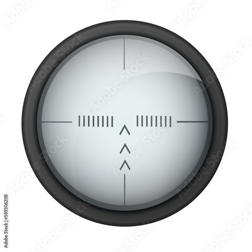 Realistic sniper sight. Sniper scope with measurement marks template. Sniper scope crosshairs view. Realistic vector optical sight. photo