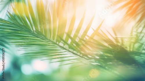 palm leaves on a sun light, Generative AI