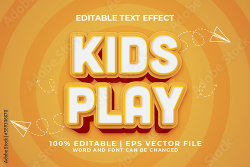 Kids Play 3d Editable Text Effect Cartoon Comic Style Premium Vector