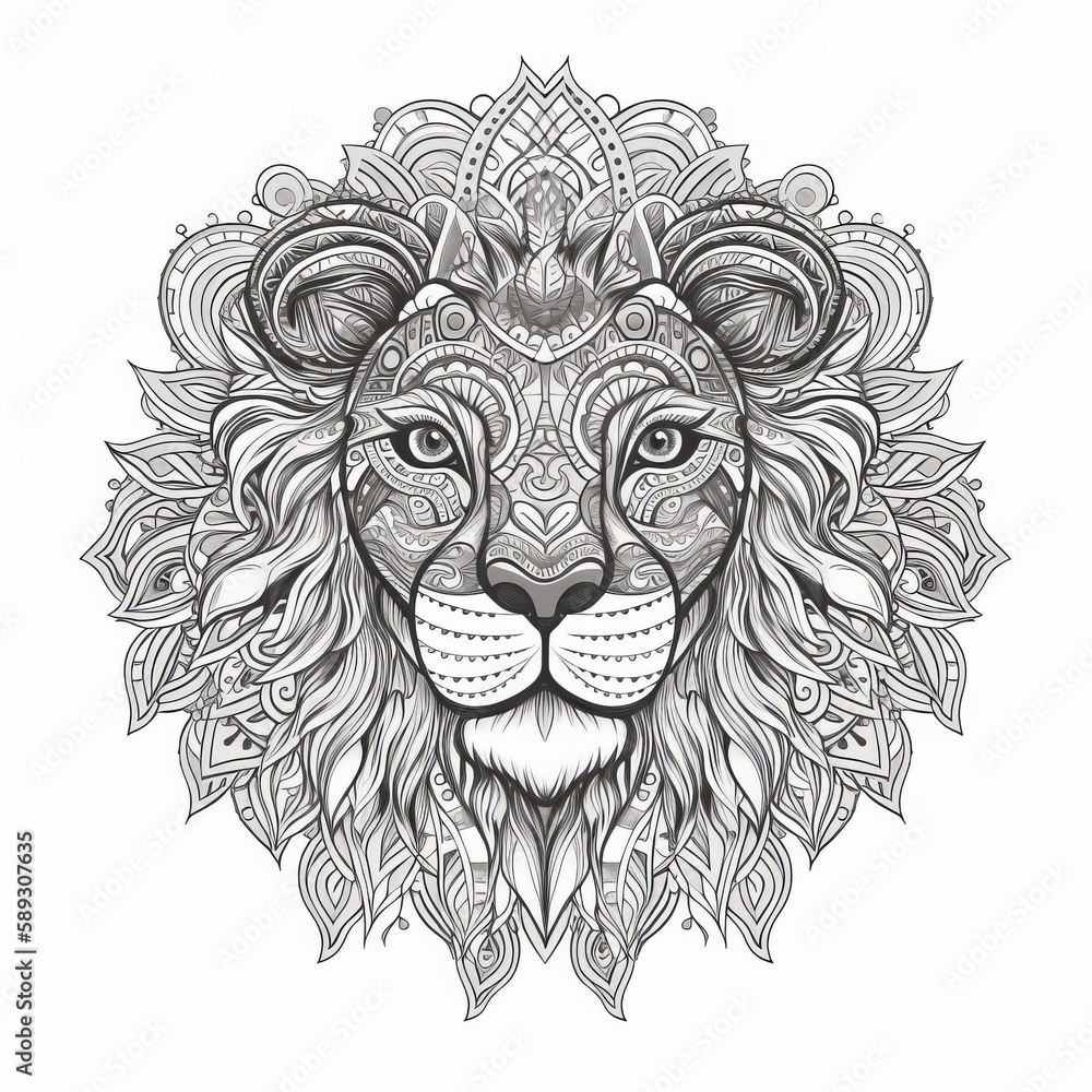 Lion in mandala style. Illustration AI Generative. Lion in mandala style. Illustration AI Generative.