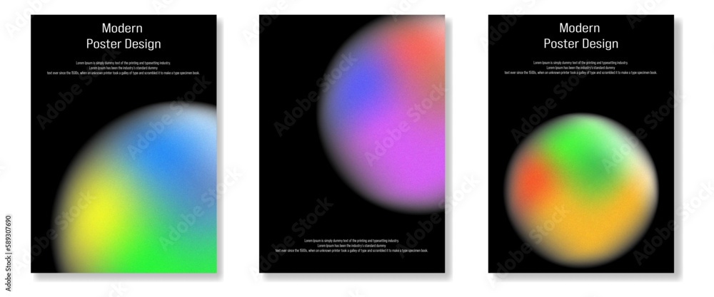 Set of poster covers with vibrant gradient shapes. Design can use for placards, banners, flyers, presentations and reports