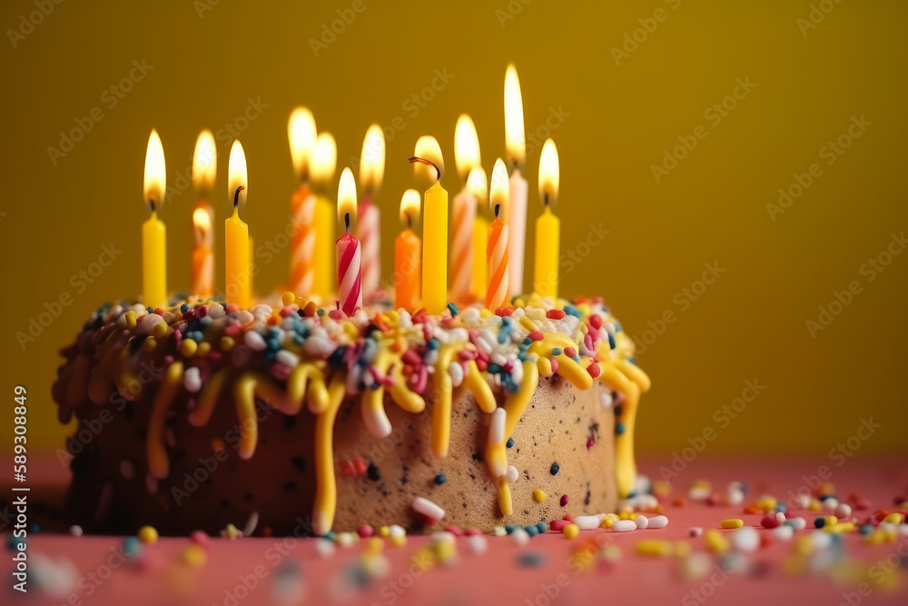 Birthday background with cake. Illustration AI Generative Birthday background with cake. Illustration AI Generative