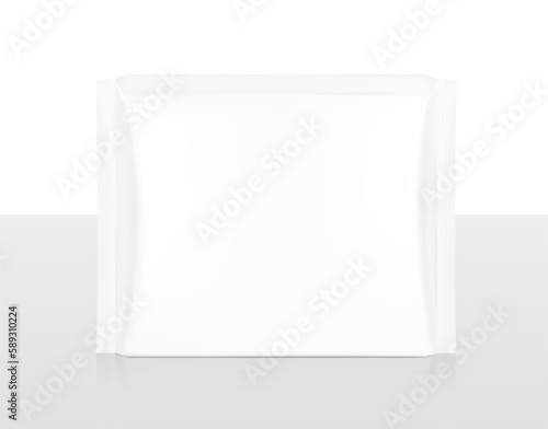 High realistic package bag mockup. Front view. Vector illustration. Easy to use for presentation your product, design. EPS10.