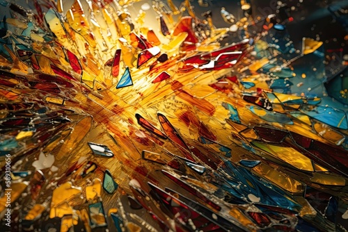 A Calm Shattered Glass Explosion  A Rich and Colorful Abstract Art Texture. Generative AI