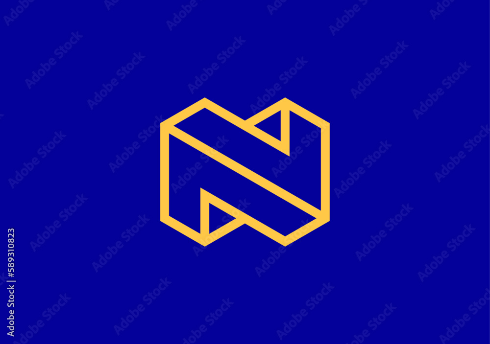 Line design Letter N with bright theme color Line design Letter N with bright theme color
