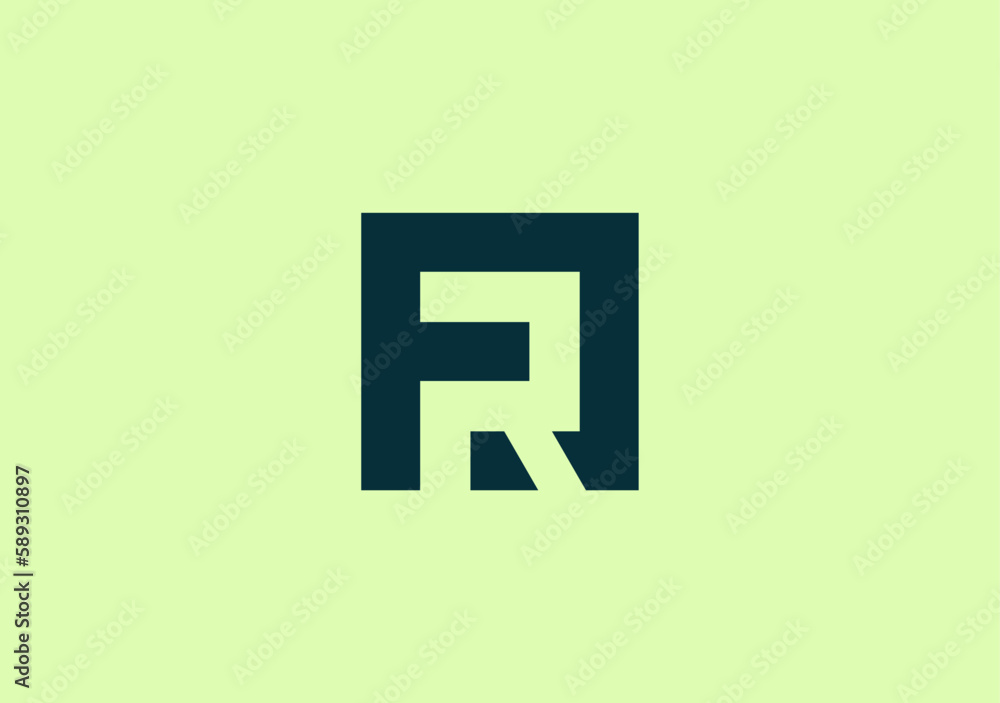 Monogram Letter F R geometric square shape Monogram Letter F R geometric square shape