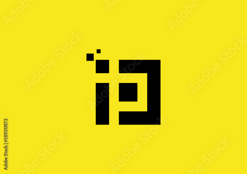 Monogram Digital ip letter square logo design