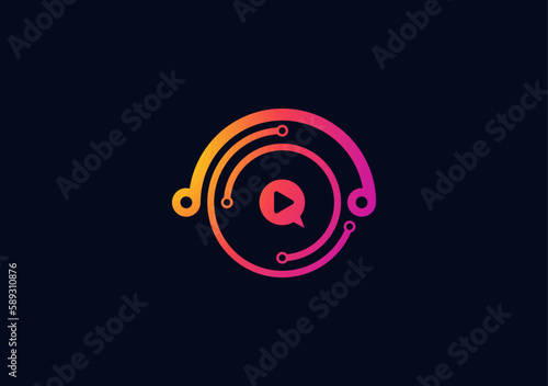 Iconic Earphone chat media app logo symbol