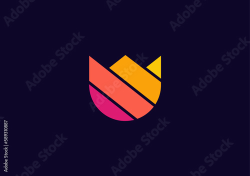 Modern Letter U crown logo symbol
