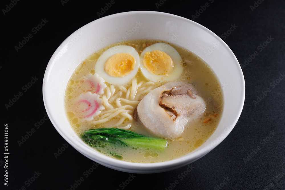 Ramen Japanese noodle isolated in black background Ramen Japanese noodle isolated in black background