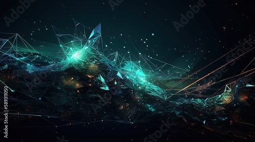 abstract background of electric light network, futuristic concept, Generative Ai