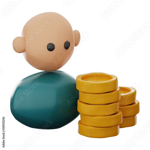 Premium finance avatar gold coin icon 3d rendering on isolated background PNG