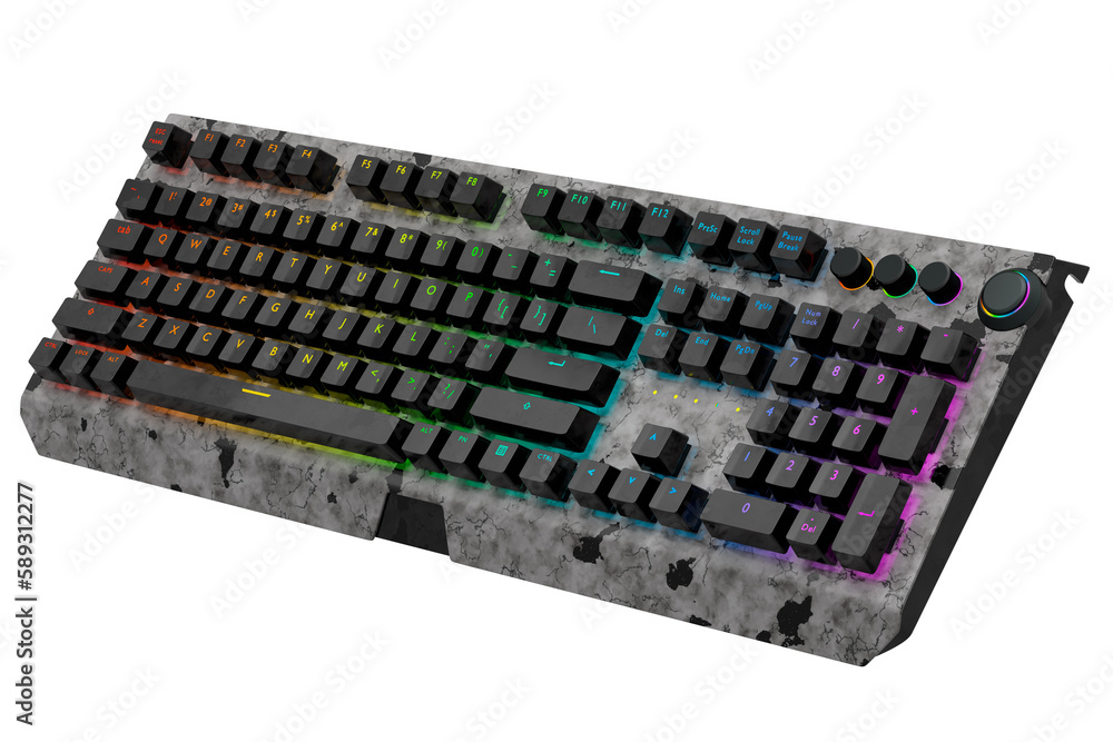 Realistic computer keyboard with black marble texture isolated on white Realistic computer keyboard with black marble texture isolated on white
