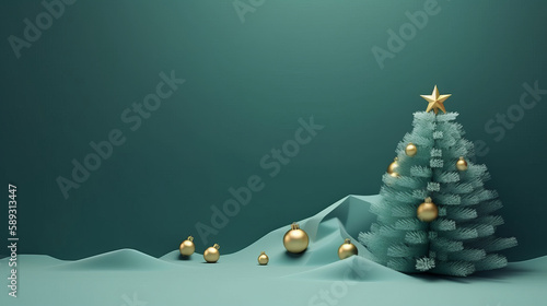 Christmas tree background. Illustration AI Generative.