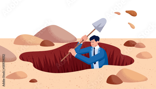Businessman Digging Hole