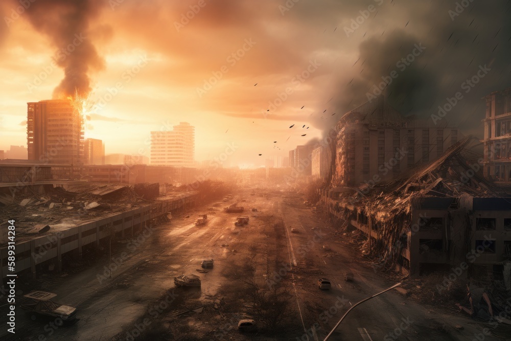 Desolate City after Nuclear Strike, Generative AI