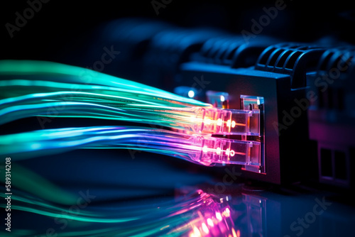 Photography Fiber optic cable for internet LAN connection and data transfer in network