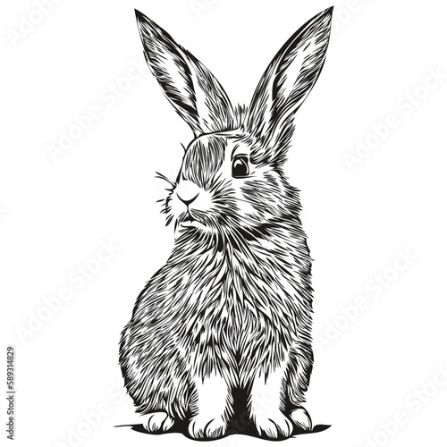 Vintage engrave isolated Rabbit illustration cut ink sketch hare