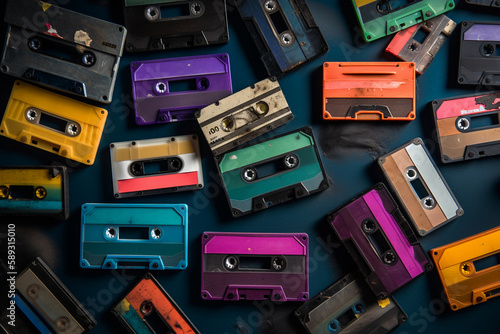Casette tape background wallpaper, vintage music collection.