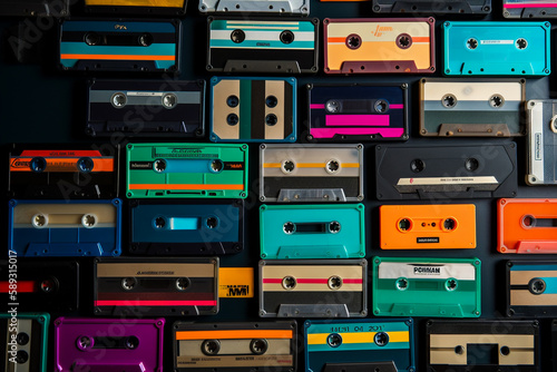 Casette tape background wallpaper, vintage music collection.