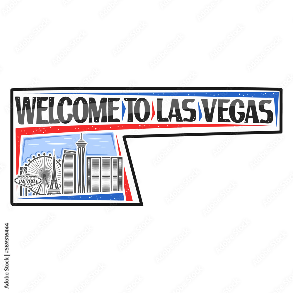 Las Vegas Skyline Landmark Flag Sticker Emblem Badge Travel Souvenir Illustration