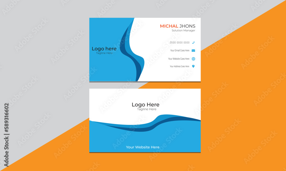 Double-sided creative business card vector design template. Business card for business and personal use. Vector illustration design. Horizontal layout, Print read. 
