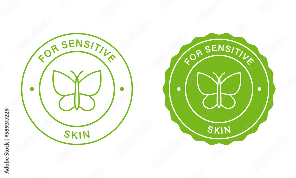 Dermatology Stamp Set For Sensitive Skin. Cosmetic Green Label For ...