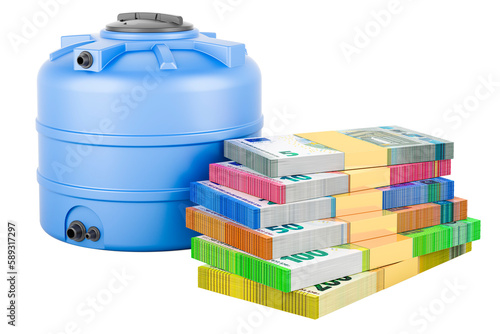 Plastic water tank with euro packs, 3D rendering