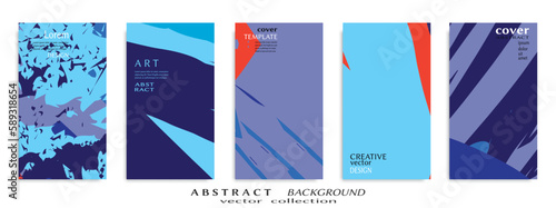 Abstract art backgrounds set. Minimal trendy paint brush strokes pattern with copy space for text design for Invitation, Party card,Social Highlight Covers and stories page. Vector illustration