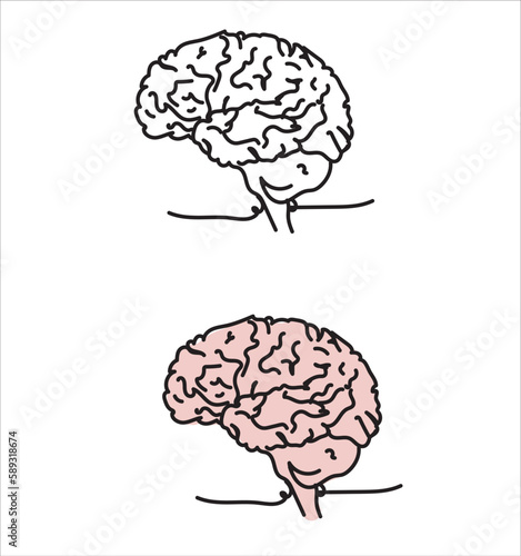 One single line drawing of human brain for memorizing medical clinic logo identity
