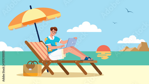 Freelancer on Beach