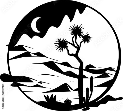 Desert - Black and White Isolated Icon - Vector illustration
