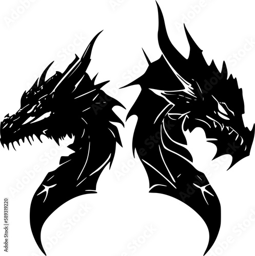 Dragons | Black and White Vector illustration photo