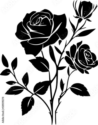 Roses | Black and White Vector illustration