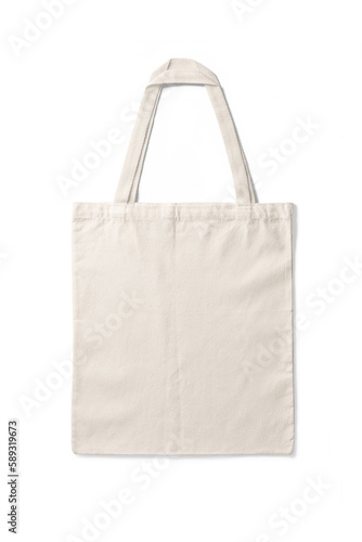 Blank tote canvas bag mockup isolated on a transparent background, PNG. High resolution. photo