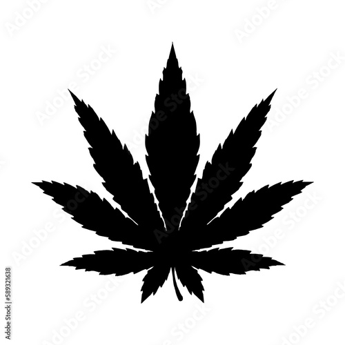 Cannabis leaf illustration realism isolate silhouette. Healing herb for relaxation.