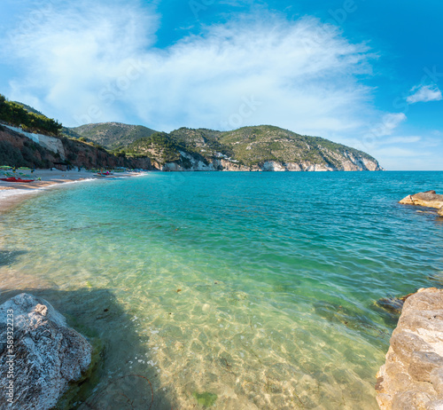 Summer sea beach Contrada Mattinatella, Gargano peninsula in Puglia, Italy