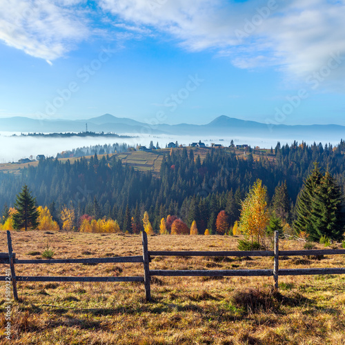 Autumn Carpathian village, Ukraine. photo