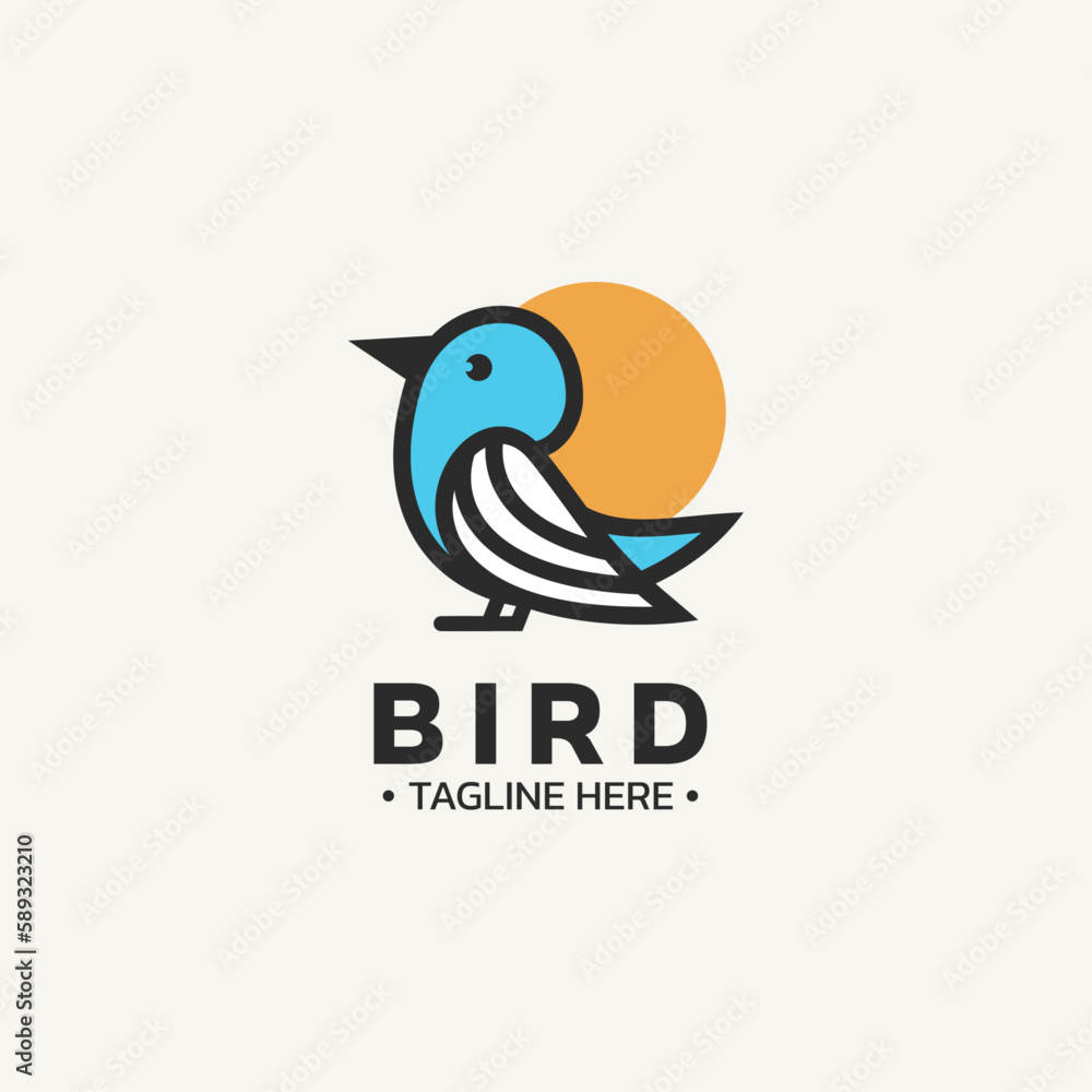 Bird logo design with simple color and line style Bird logo design with simple color and line style