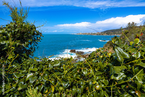 mediterranean sea coast tourism with sea swell after storm surge