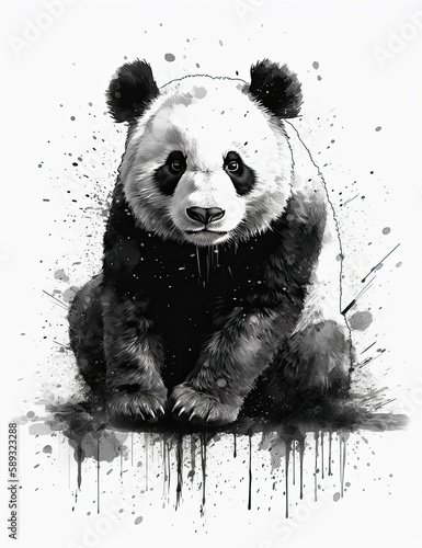 Realistic Panda Illustration for Logo Design, T Shirts, Graphic Design and More. Generative AI