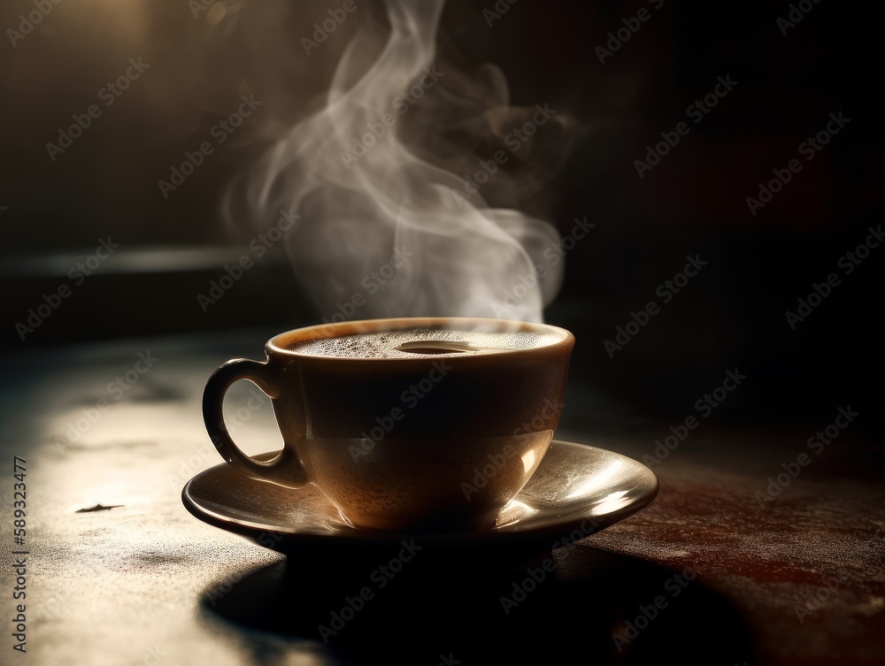 A cup of steaming hot coffee A cup of steaming hot coffee
