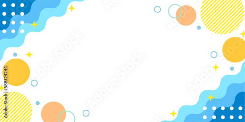 トロピカルなウェーブ背景素材（メンフィス　フレーム　バナー　見出し　タイトル　ポップ　セール　海　夏）