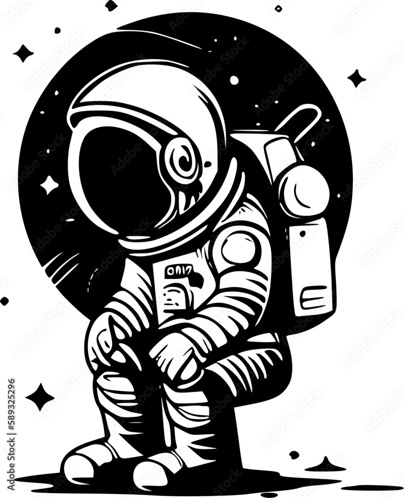 Astronaut | Black and White Vector illustration Astronaut | Black and White Vector illustration